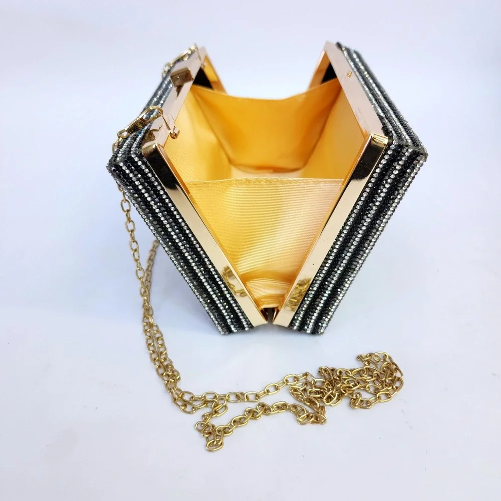80s Rock Cassette Tape Rhinestone Box Clutch Bag  Crystal Minaudiere Retro